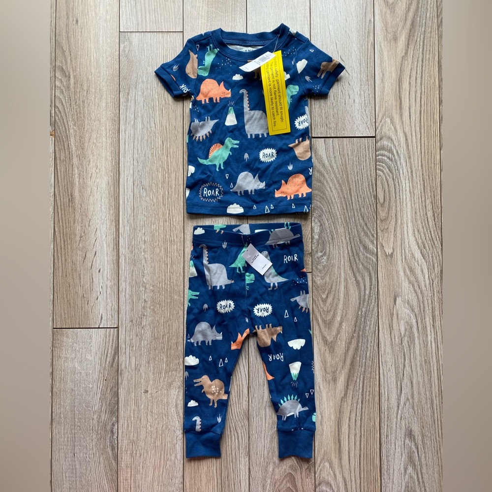 Old Navy 12-18 Months Blue Dinosaur Matching Pajama Set